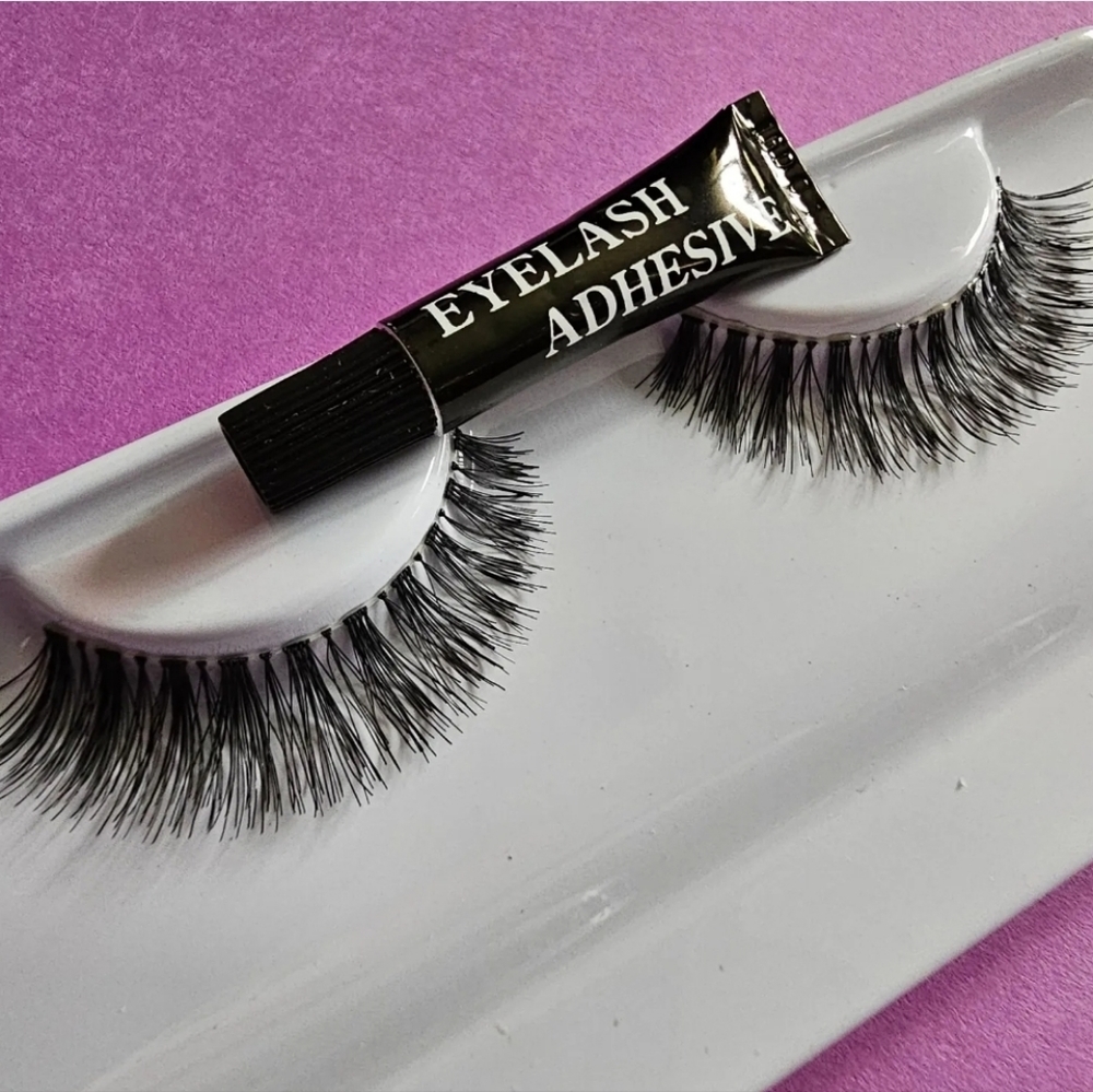 False Eyelashes 10 pack of Bonita with Adhesive. 100% Human Hair.